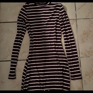 Burgundy Turtle Neck striped dress from forever 21.